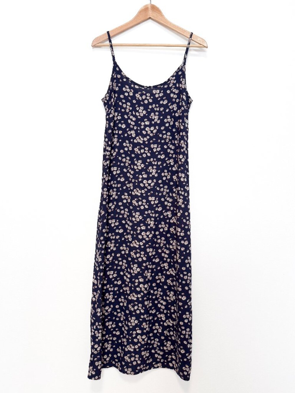 Vintage 90s Y2K Byer Too! Dark Blue Floral Slip Dress Size 7 | Small